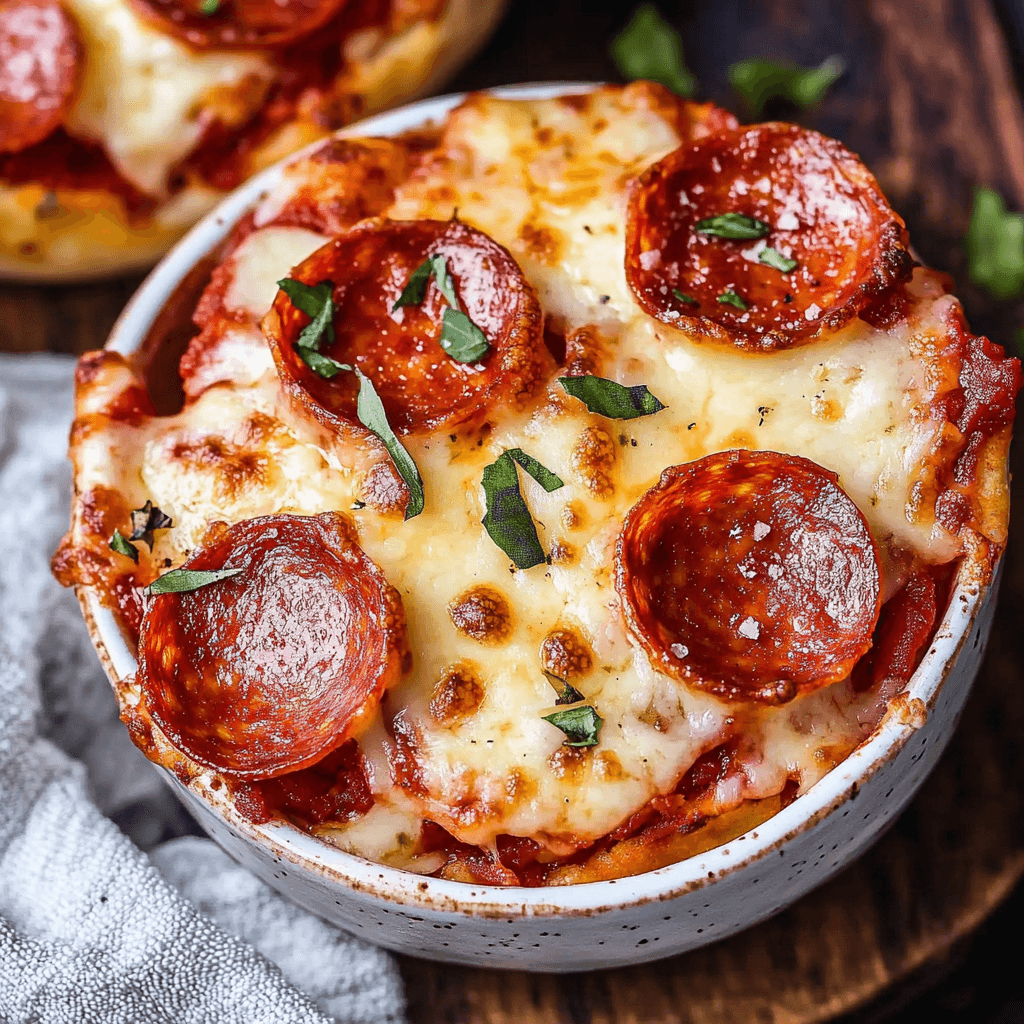 These low-carb pizza bowls are a delicious and satisfying alternative to traditional pizza. Packed with layers of marinara sauce, gooey melted cheese, and crispy pepperoni, they offer all the flavors of pizza without the carbs. Perfect for a quick dinner, snack, or meal prep, these pizza bowls are keto-friendly and customizable with your favorite toppings.