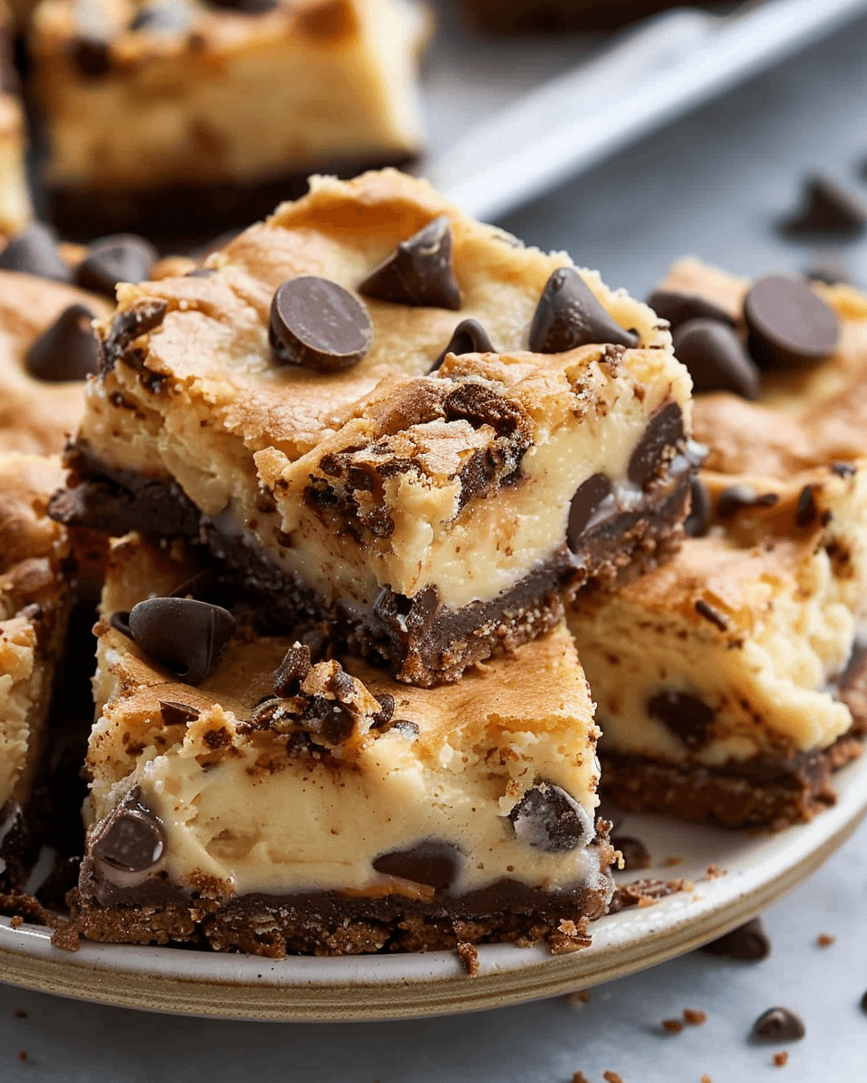 Chocolate Chip Cookie Dough Cheesecake Bars