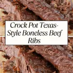 Tender, slow-cooked Texas-style boneless beef ribs with a rich, smoky glaze, served on parchment paper.